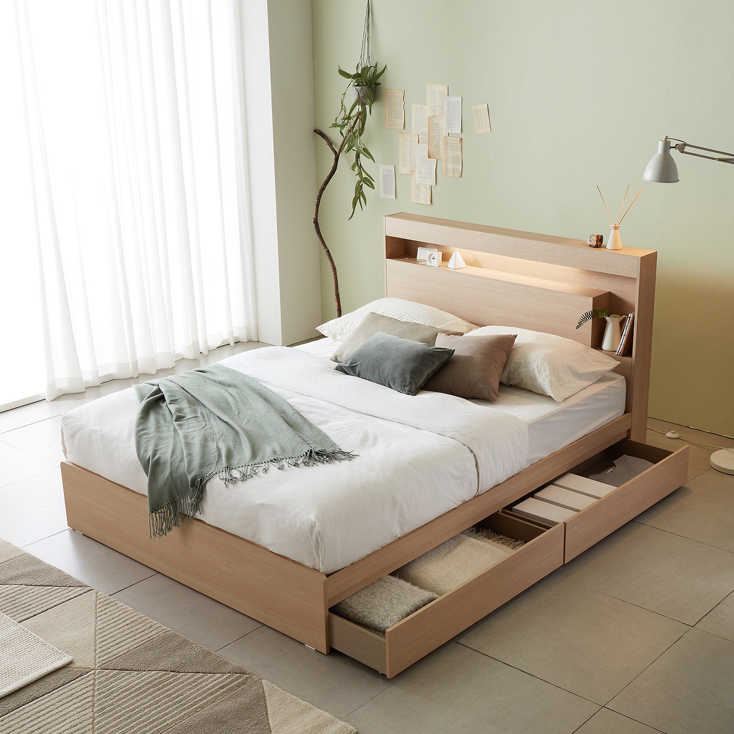 베드리움 코드 FREE 무선충전 LED 수납형 침대 SS Q 599,000원