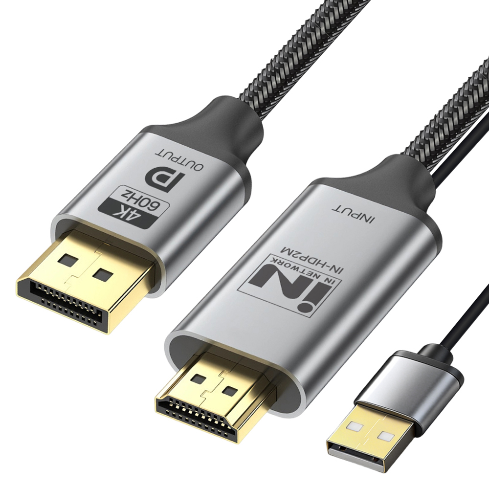 인네트워크 4K UHD 60Hz 지원 HDMI ver2.0 to 디스플레이포트 DP ver1.2 영상변환 컨버터 케이블 IN-HDP2M, 1개, IN-HDP2M 19,900원