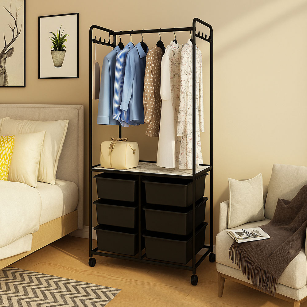 가구느낌 마망 2단 수납 행거, 블랙 69,210원