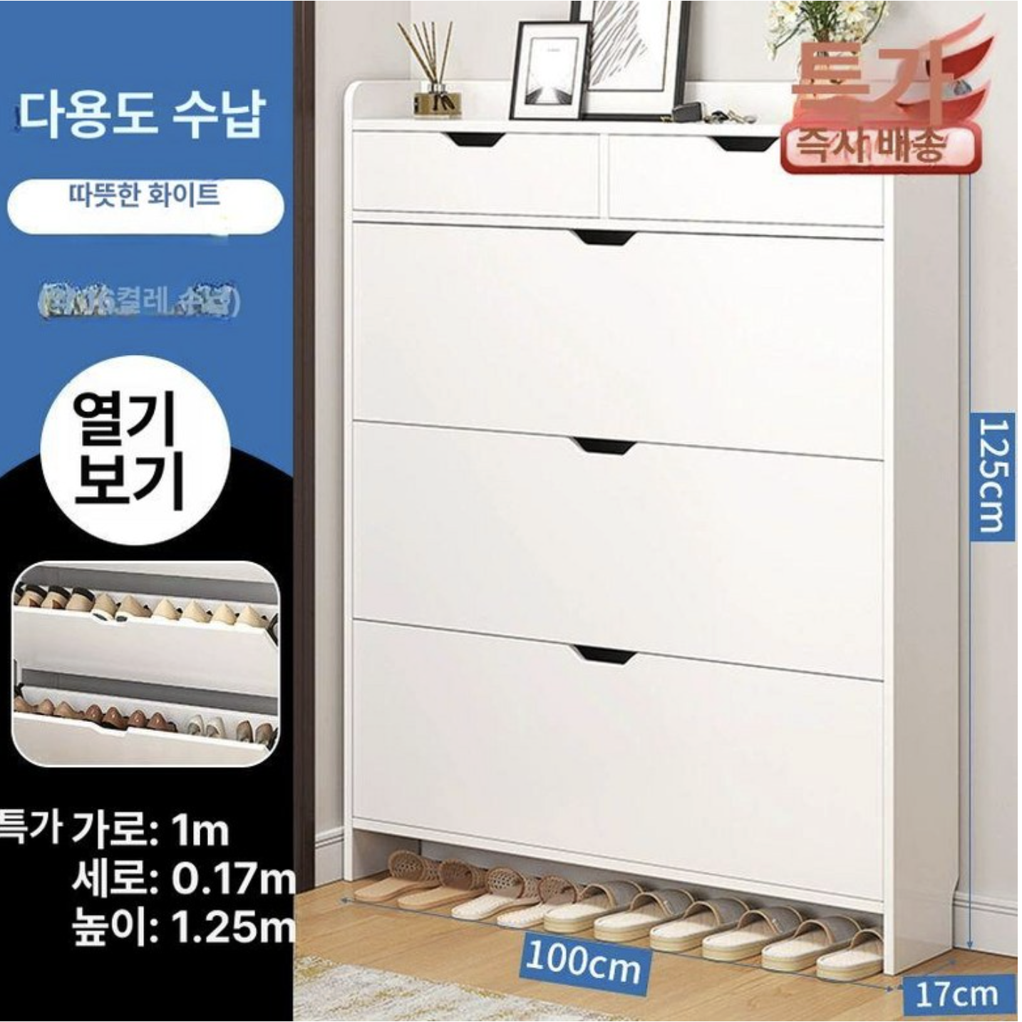 슬림 신발장 운동화 신발꽂이 캐비닛 인테리어 정리대 89,500원