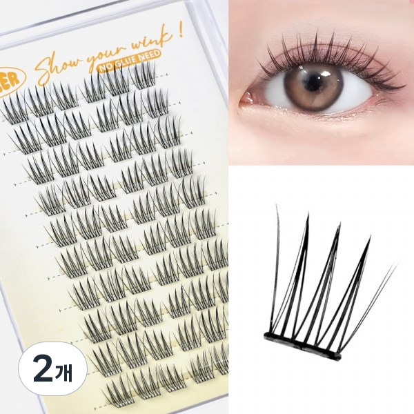 윙커래쉬 Ace 아이돌 노글루 속눈썹 일체형 원터치 대용량 9~12mm 60pcs (투명글루) 19,830원