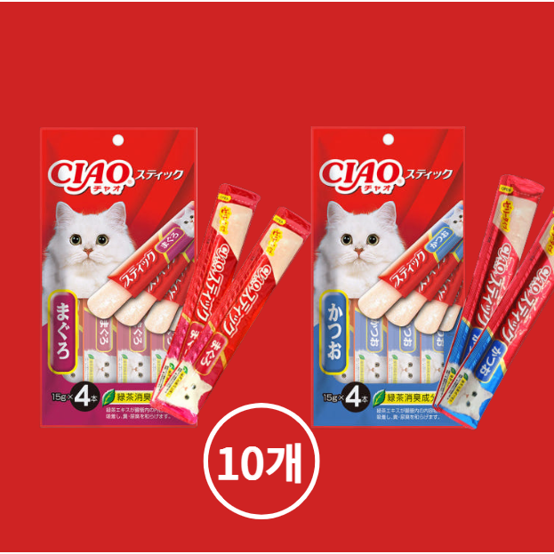 이나바 챠오스틱(15gx4p) 고양이간식 츄르 혼합콤보 10개 20,800원
