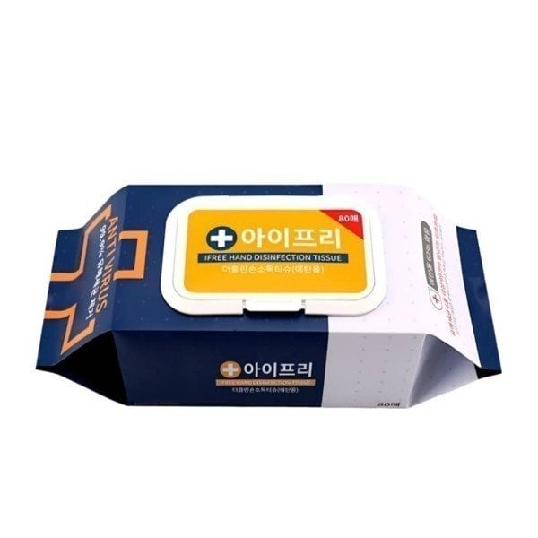 테온셀 아이프리 더클린 손소독 티슈 캡형 80매 x 1팩 에탄올 살균 물티슈 소독용 13,800원