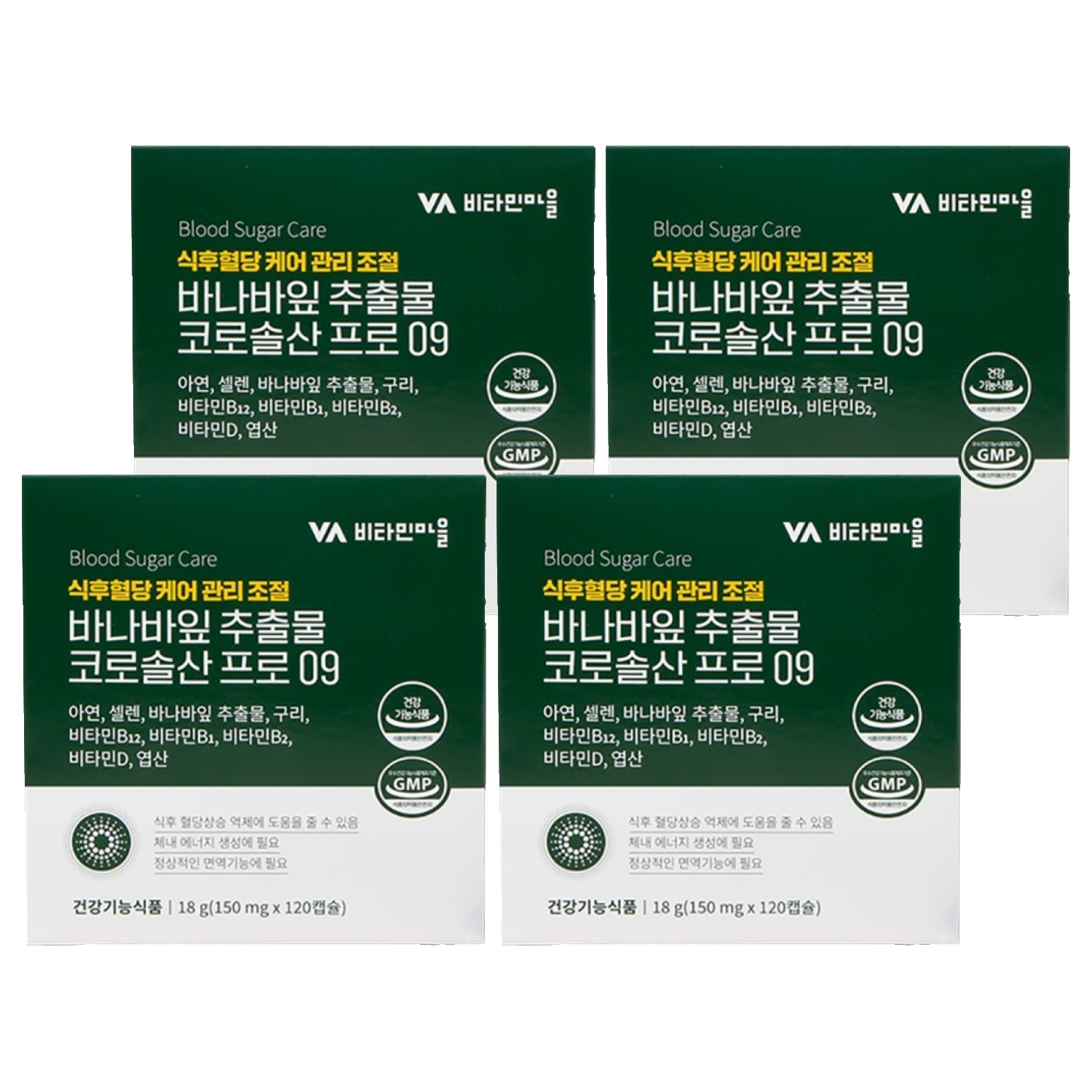 비타민마을 식후 혈당관리 바나바잎 추출물 코로솔산 프로 09, 120정, 4개 49,900원