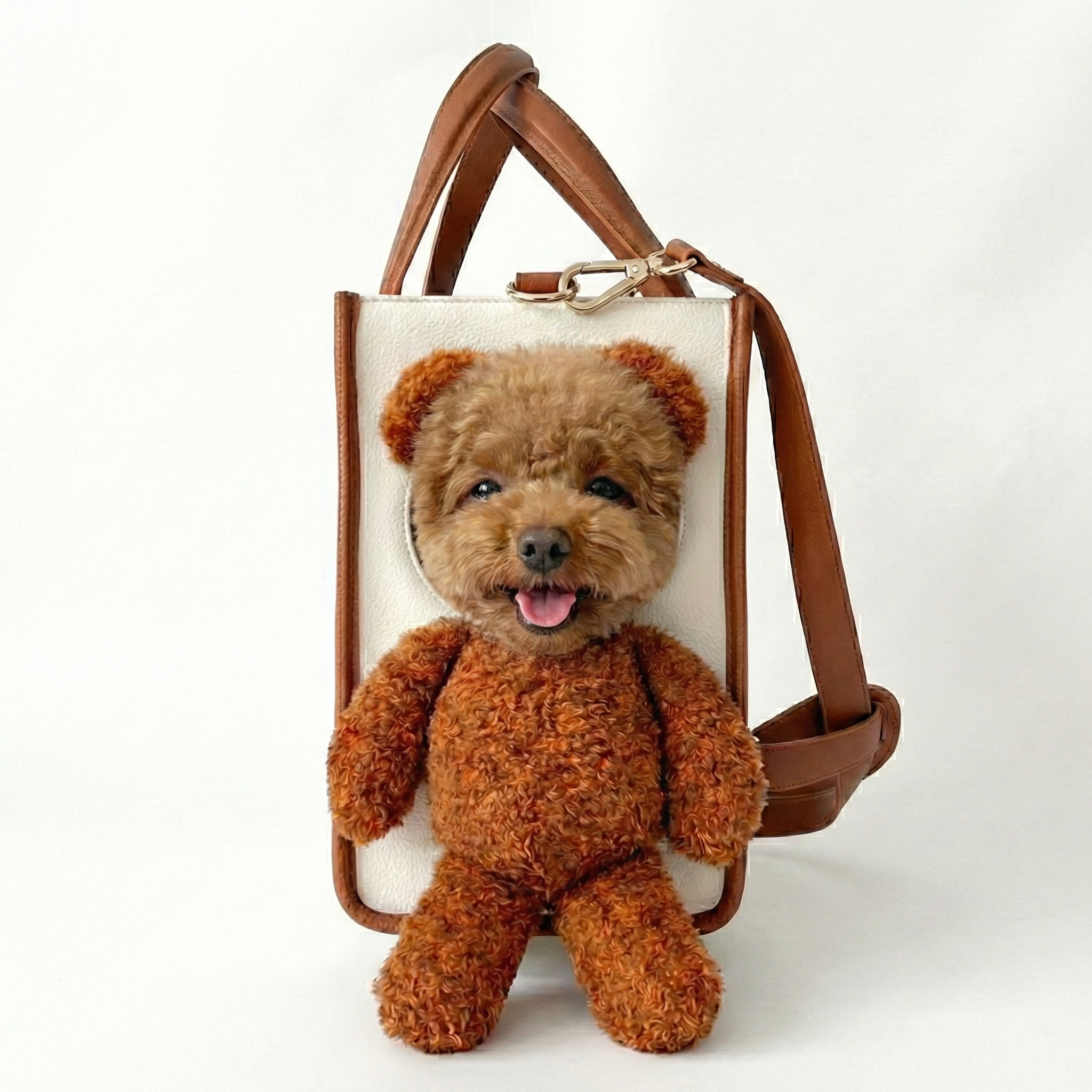 아그다 강아지얼굴 가방, 1개, 브라운화이트 46,990원