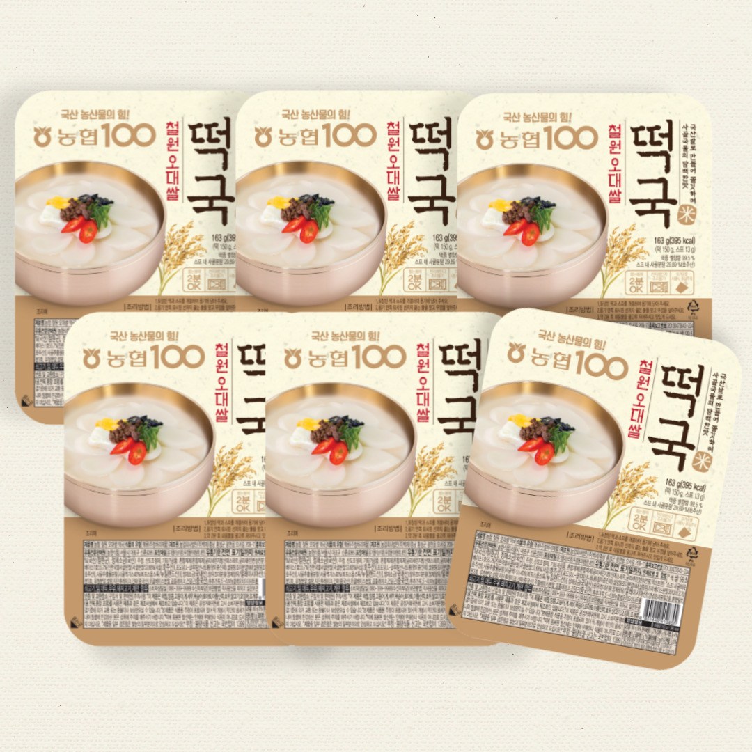 농협 철원오대쌀 쌀떡국 사골국물 즉석떡국 쫄깃한 컵떡국, 163g, 6개 18,400원