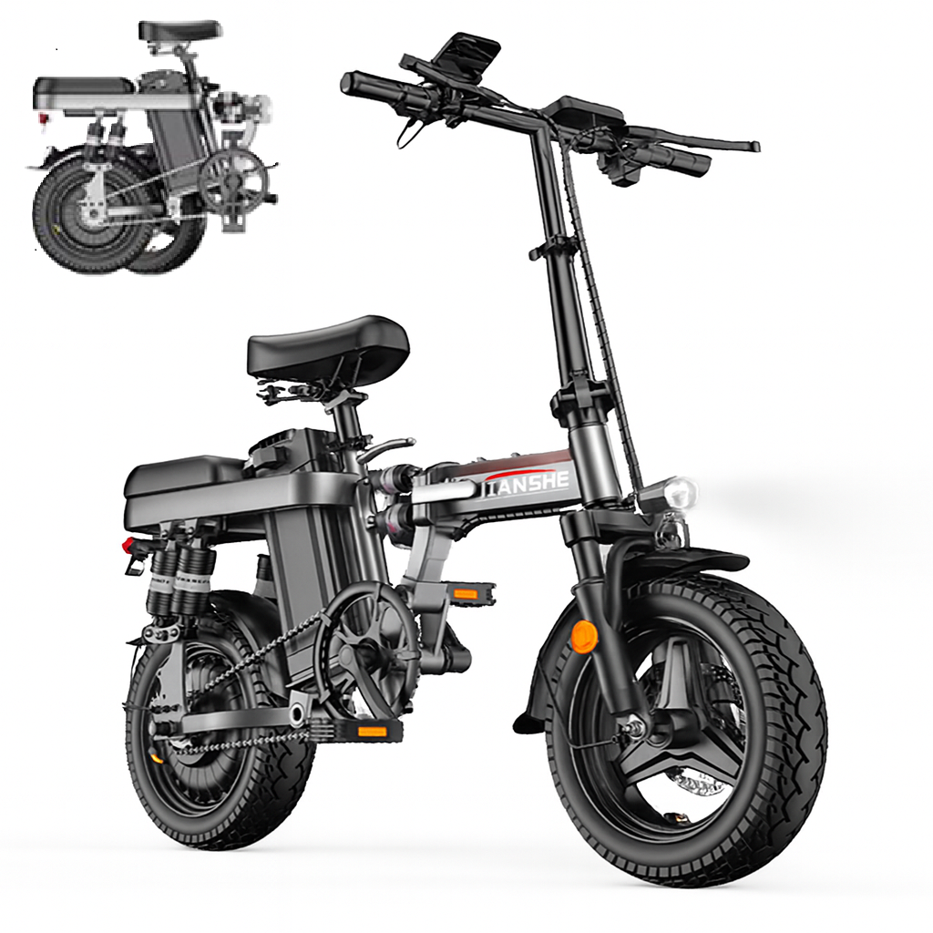 HT7 국산베터리 전기자전거 자토바이 고성능 고출력 전동자전거 전동스쿠터 출퇴근 접이식 가성비 배달 충전식 전기킥보드 접이식자전거 렌탈 바이크 48V 100km, 12중흡수, 알루미늄 합금 510,000원