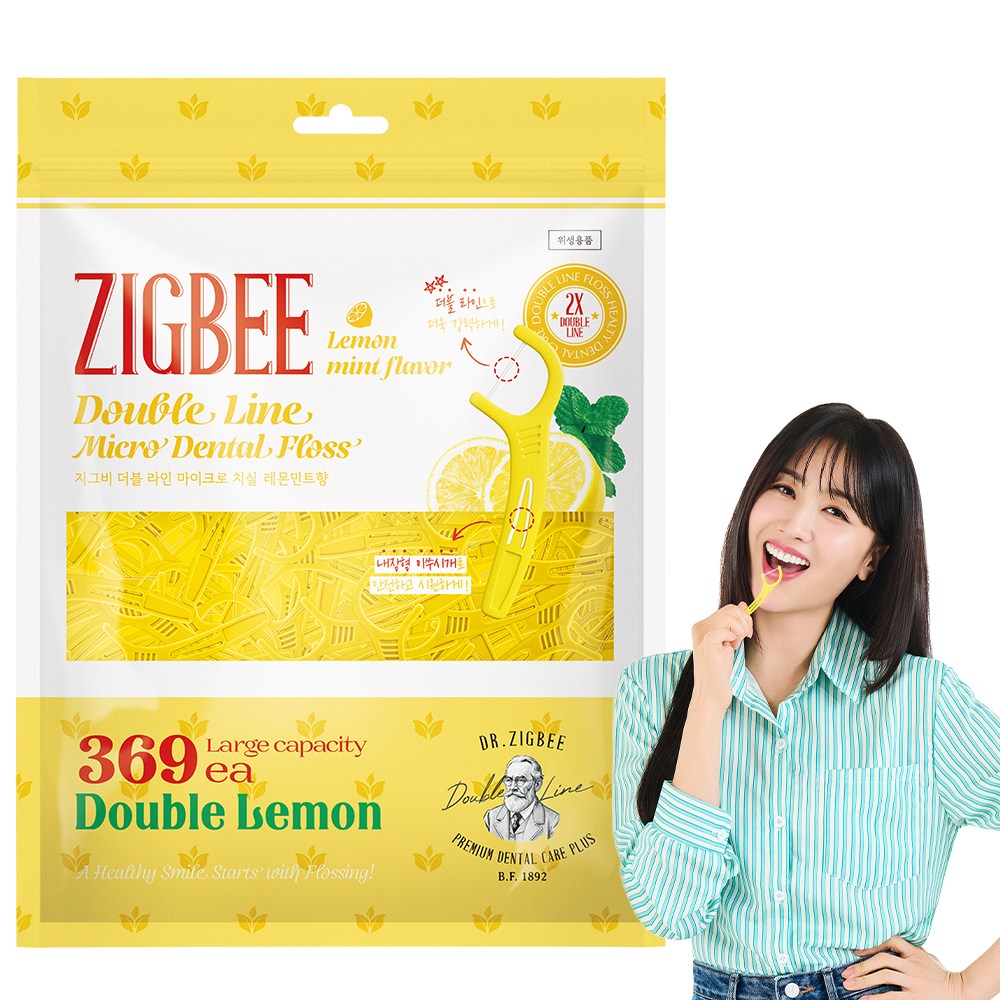 지그비 마이크로 더블라인 두줄 치실, 여배우 Pick, 레몬민트향 10,900원