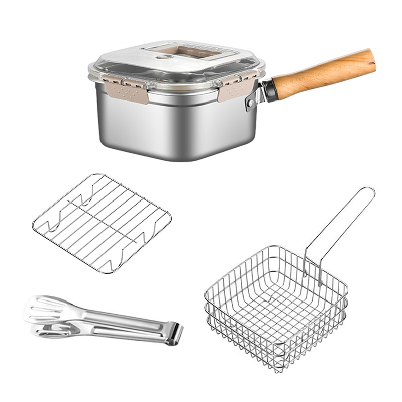 SMABAT 다용도 스텐 튀김냄비 인덕션 멀티팟 보관냄비 스테인리스 밀폐용기 편수냄비 6종세트 튀김바스켓 집게 포함 17,500원