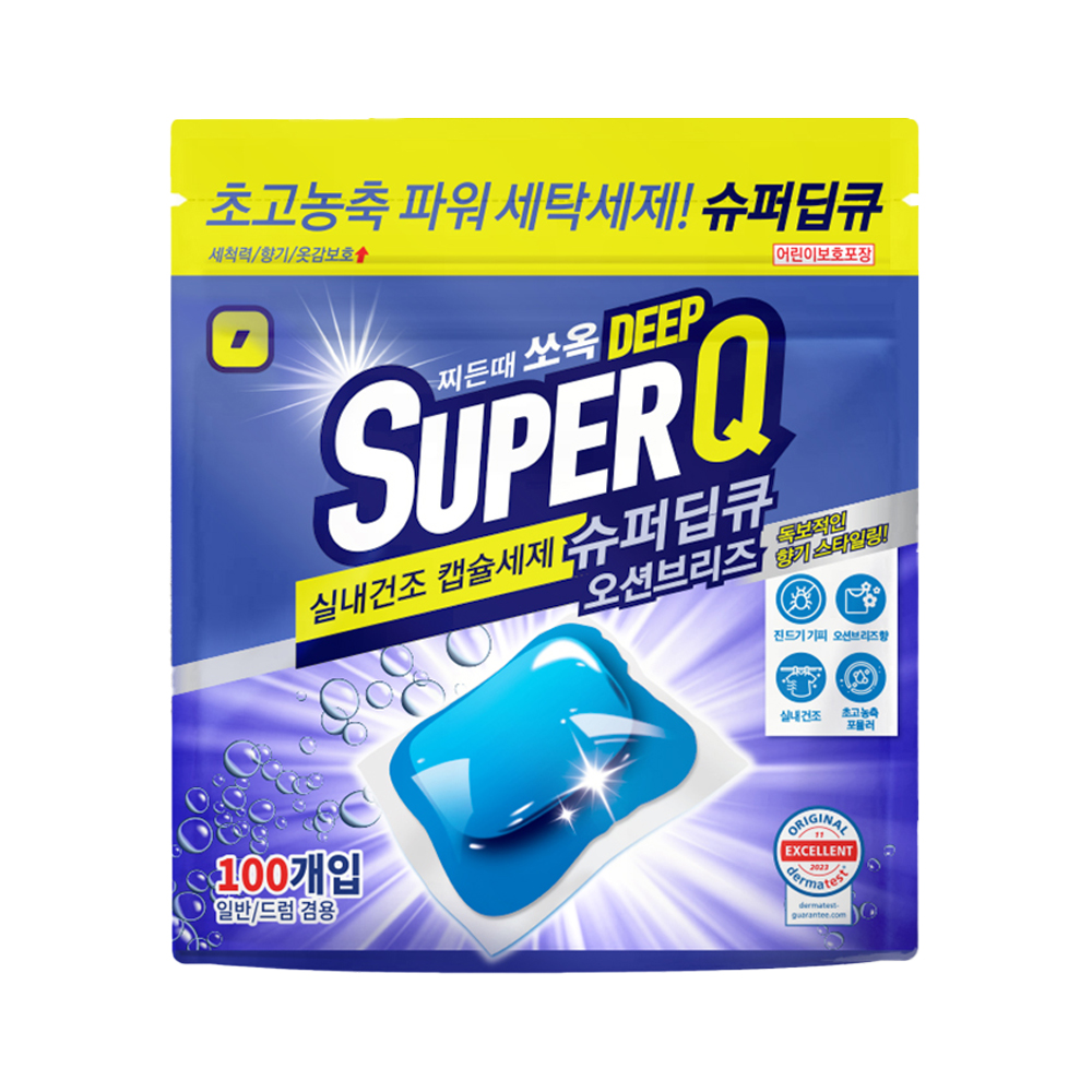 갓성비 슈퍼딥큐 실내건조 고농축 대용량 드럼세탁기 캡슐세제 오션브리즈향 7,590원