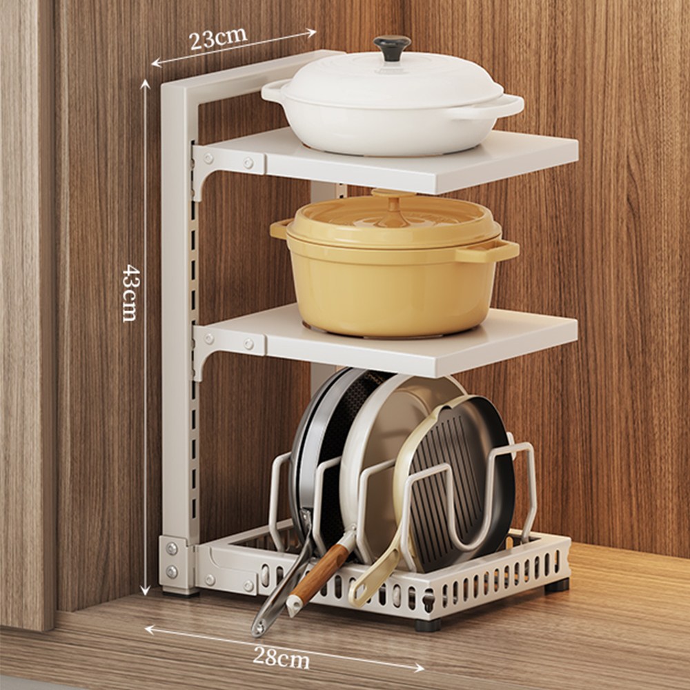 원쿡 주방 싱크대 하부장 높이조절 후라이팬 냄비 정리대 거치대 수납 선반 화이트 2단 3단 4단 27,500원
