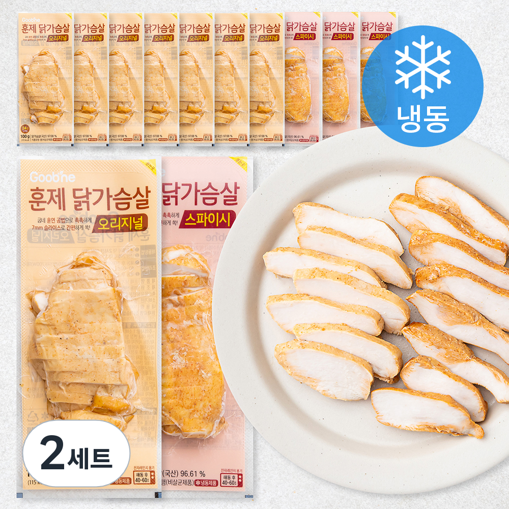 굽네 훈제 닭가슴살 슬라이스 오리지널 8팩 + 스파이시 4팩 세트 (냉동) 53,150원