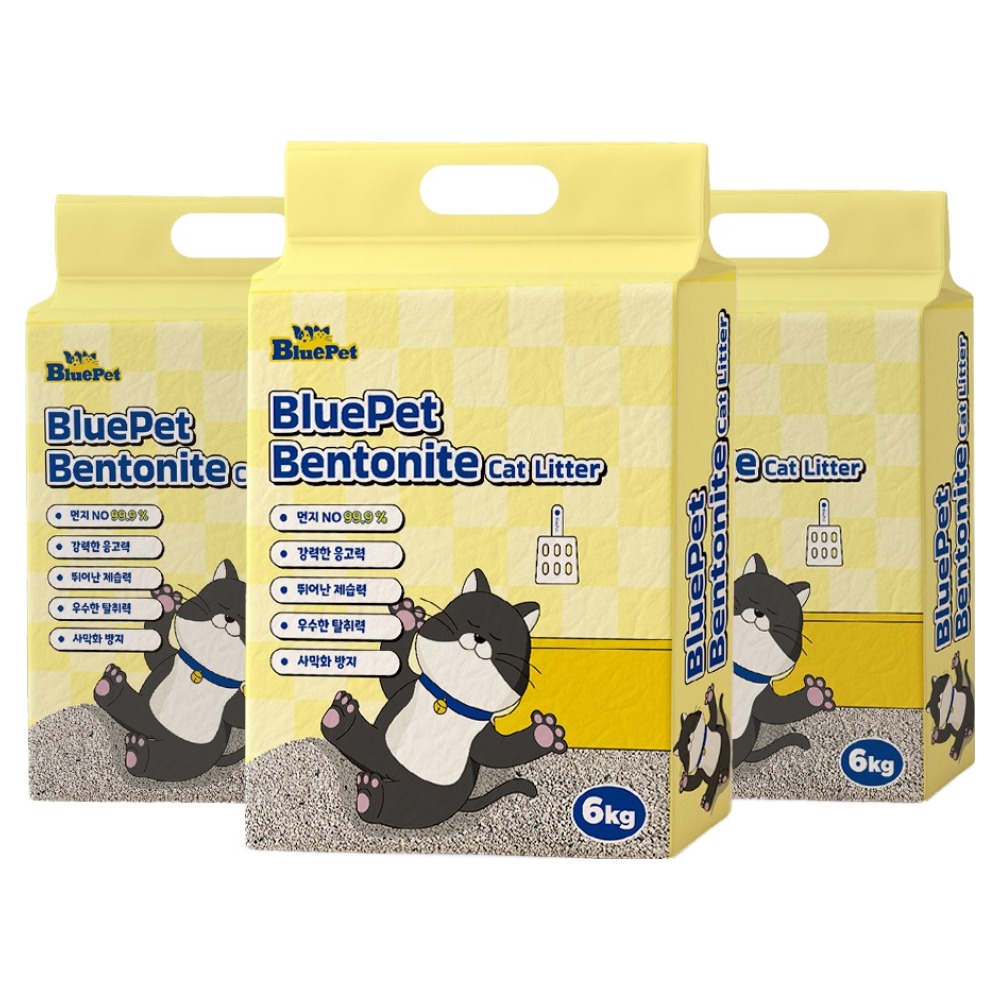 블루펫 먼지없는 벤토나이트 고양이 모래, 6kg, 3개, 무향 17,200원