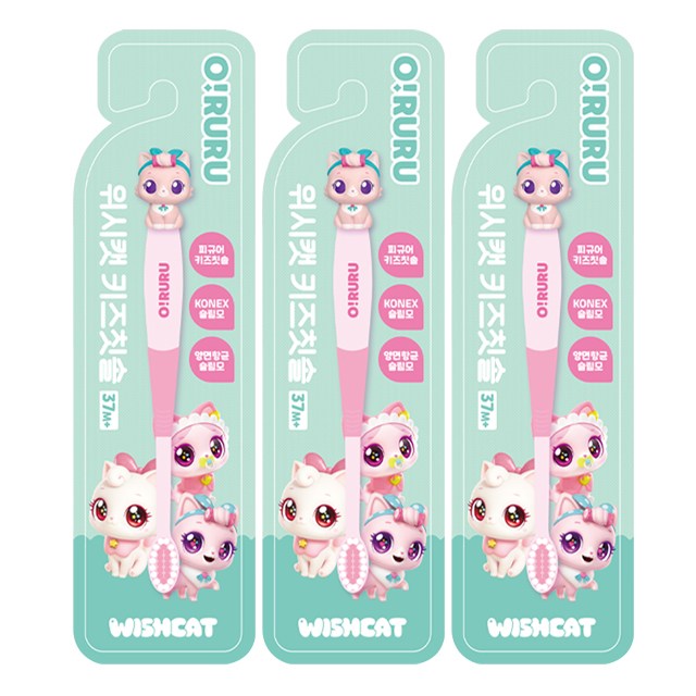 오루루 위시캣 캐릭터 피규어 키즈 칫솔, 3개, 이쁘냥칫솔, 1개입 12,000원