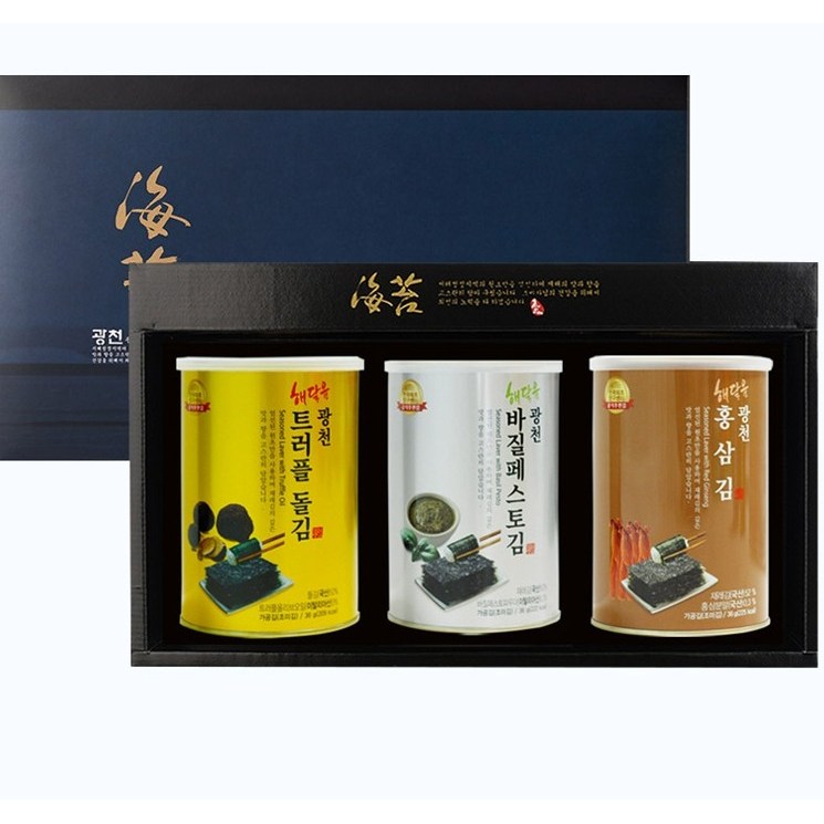 2026 설날선물세트 명품광천김3캔 캔김 설 선물세트 명절 재래김 돌김 선물용김추천 (고급쇼핑백포함) 29,750원