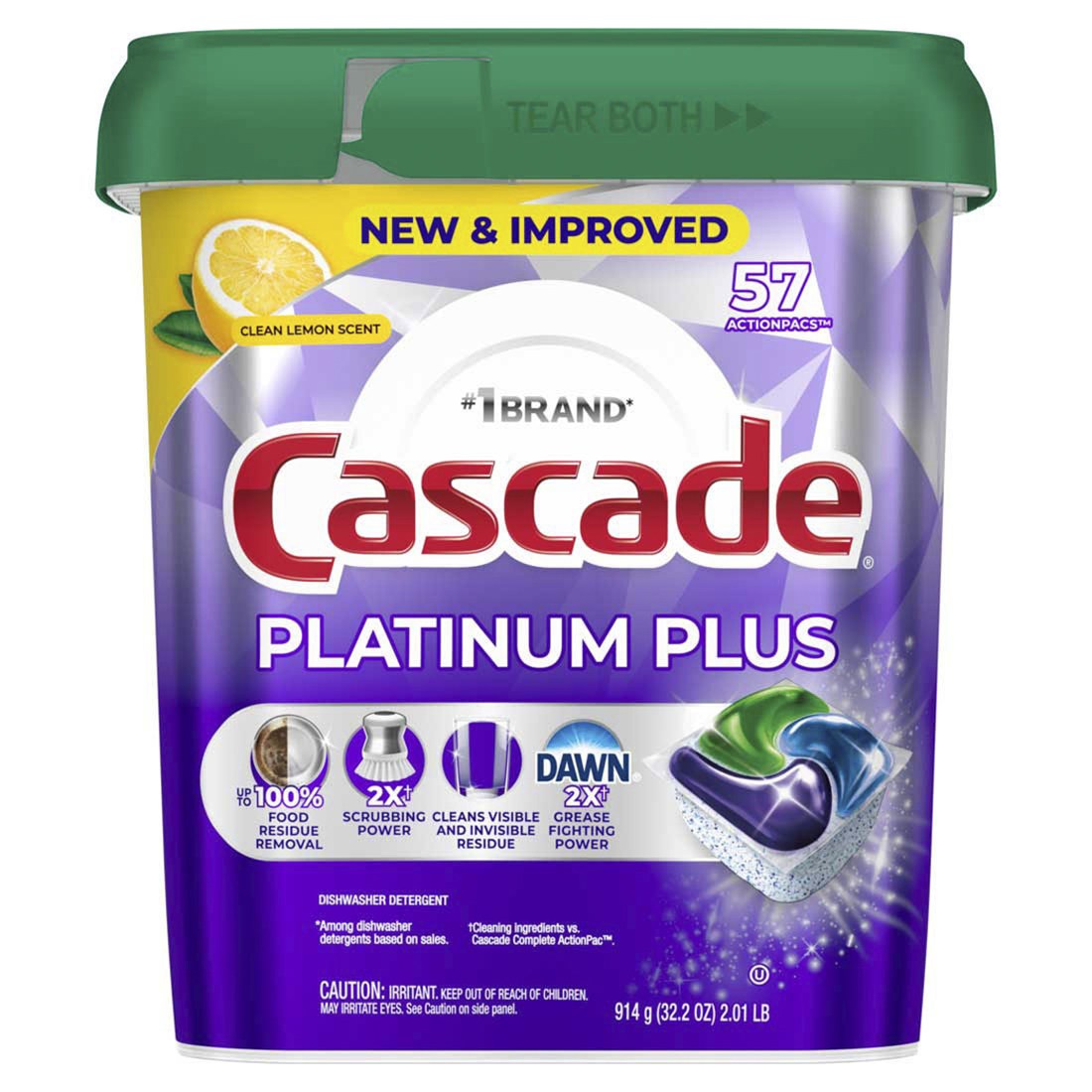 Cascade 플래티넘 플러스 디쉬워셔 세제 레몬 57개입 47,490원