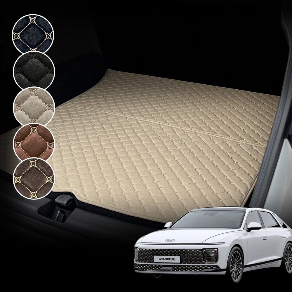 디올뉴 그랜저GN7 전용 컨셉토 가죽 퀼팅 트렁크매트, 블랙+골드스티치 44,100원