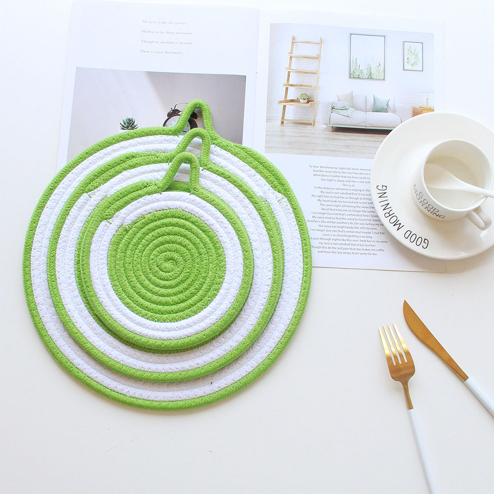 엘리펀트 방울 테두리 면실 손짜임 냄비 받침 다용도 받침 30cm 1개 24cm 1개 18cm 2ro 4종세트 19,900원