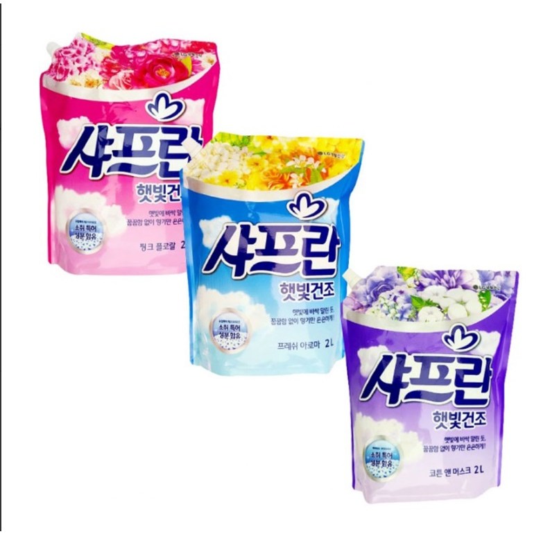 샤프란 햇빛건조 코튼1개 프레시아로마1개 핑크1개 리필 2L  각1개씩 3개발송 아라컴퍼니 115,000원