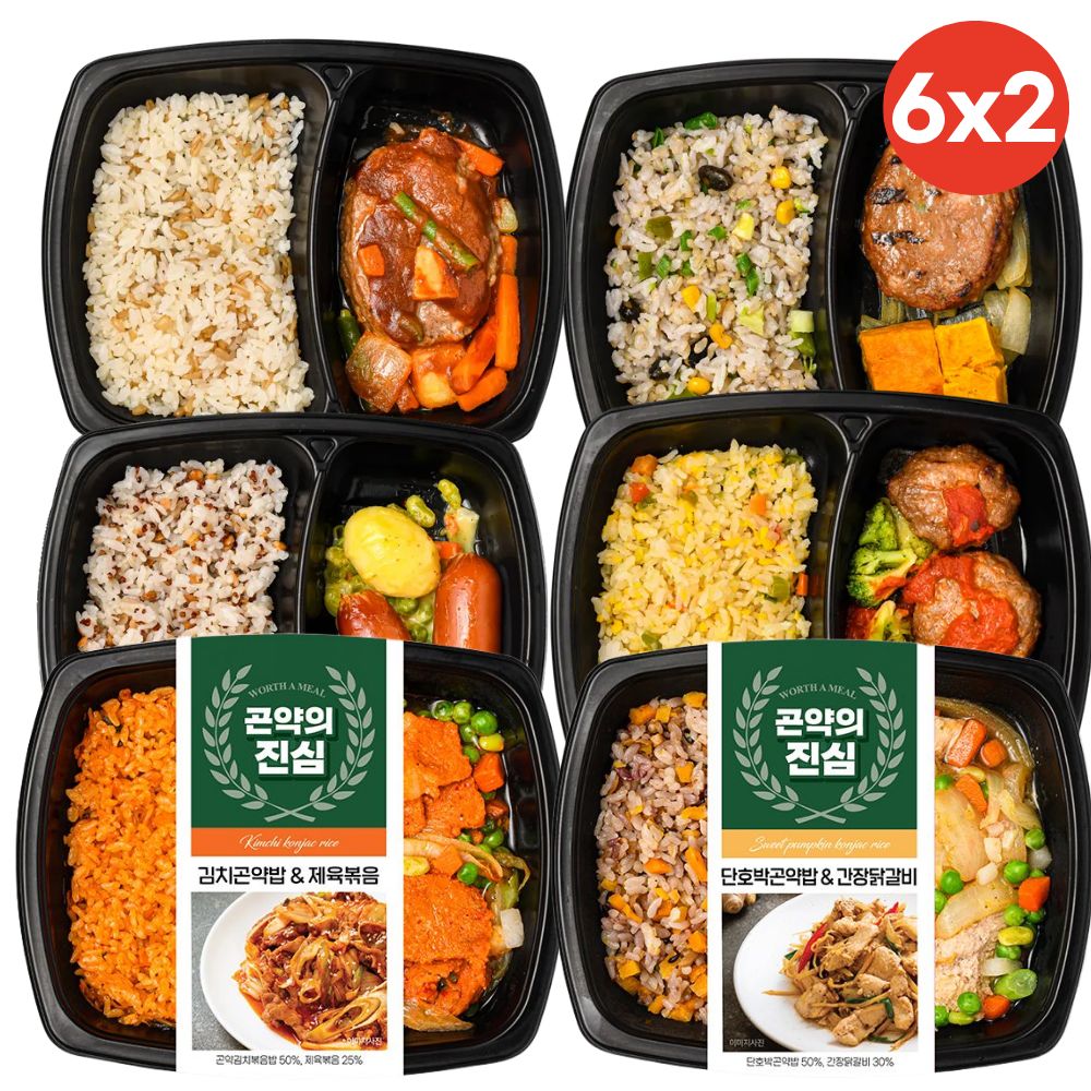 곤약의진심 저당 건강 점심 간편 식단관리 도시락 6종, 12개, 200g 48,400원