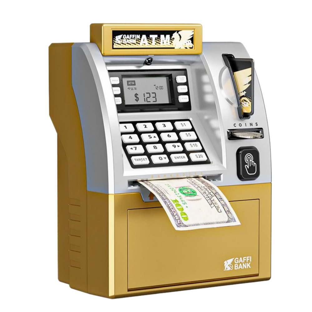 ATM 저금통 LCD 화면 미니 금고 - 자동 지폐 투입 동전 인식 입출금 기록 비밀번호 PIN 입력 알람 시계 칭찬 금고 대형 저금통 49,900원