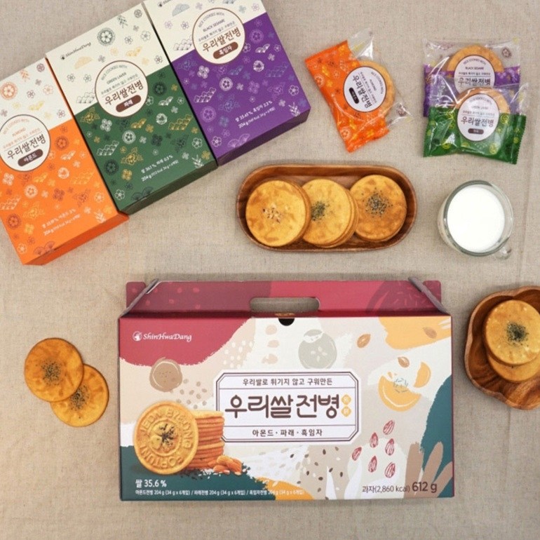 신화당 우리쌀 전병 세트 우리쌀 옛날과자 3개입 (아몬드 파래 흑임자 각 6봉 204g), 상세페이지 참조, 1세트 20,400원