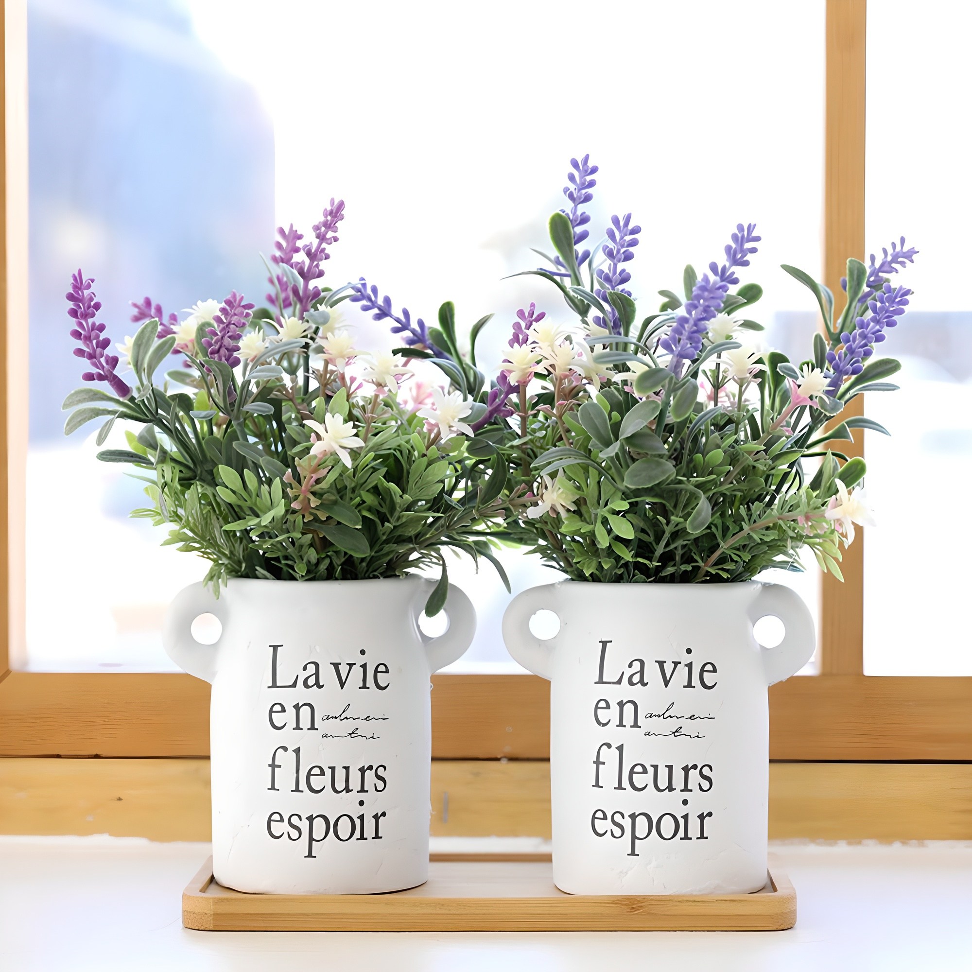 행복한마을 조화 라비에 화분2p +받침, 혼합색상, 1개 19,800원