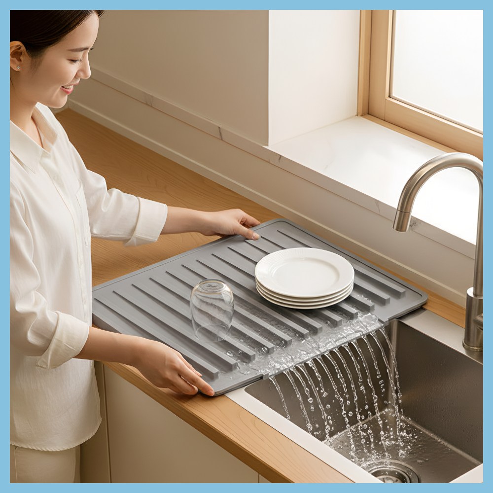 지크호 식기 건조대 물빠짐 드라잉매트 실리콘, 1개, 소형 그레이 건조매트, 1단 29,900원