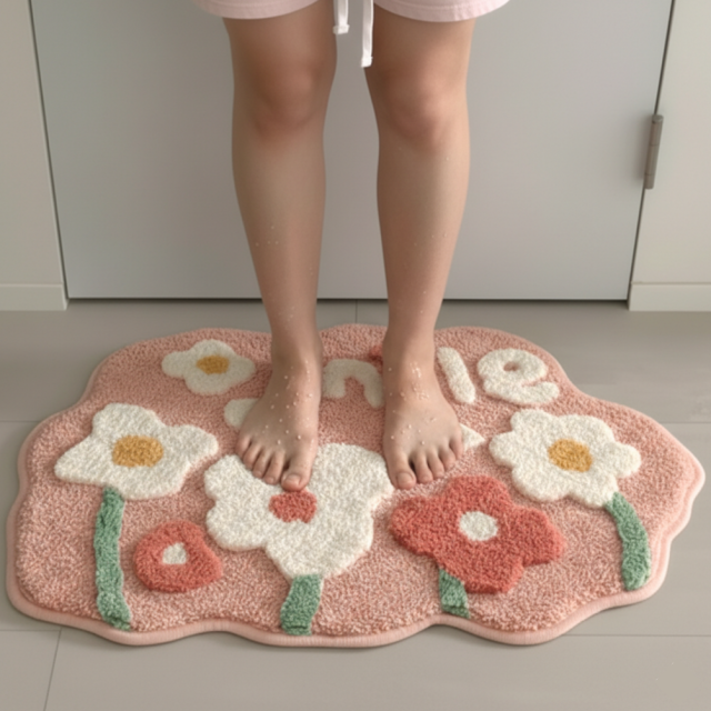 미끄럼방지 극세사 빨아쓰는 물세탁 발매트 주방 욕실 현관 화장실, 01. 핑크 스마일 24,620원