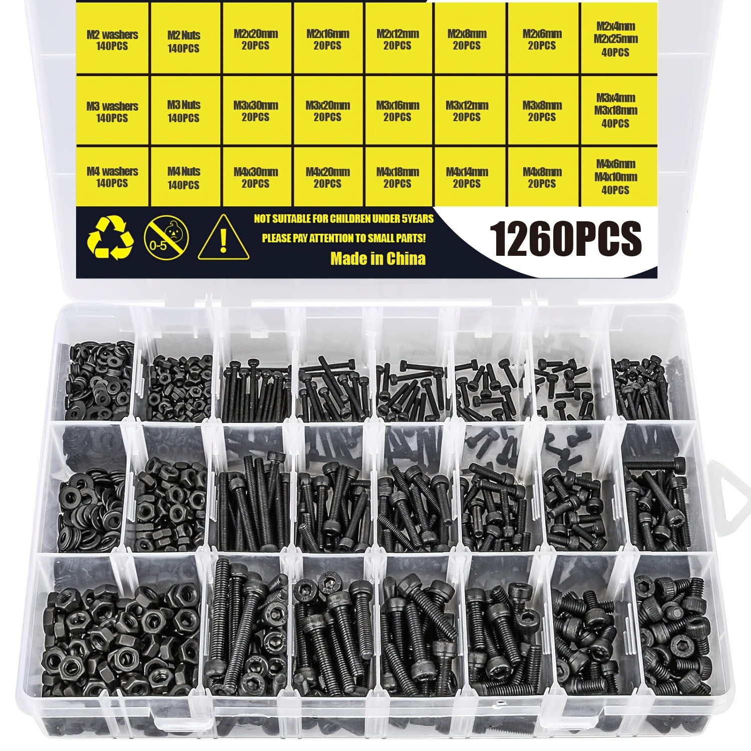 1260 PCS 내부 육각 볼트, 너트, 패킹 세트, 다양한 규격 35,990원