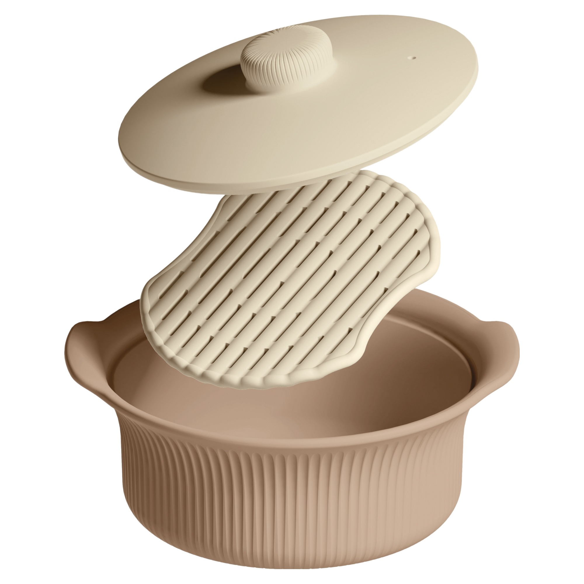 티지엠 플리츠 멀티 이유식 찜기 900ml + 트레이 세트, 아몬드 크림, 1세트, 찜기 + 트레이 21,900원