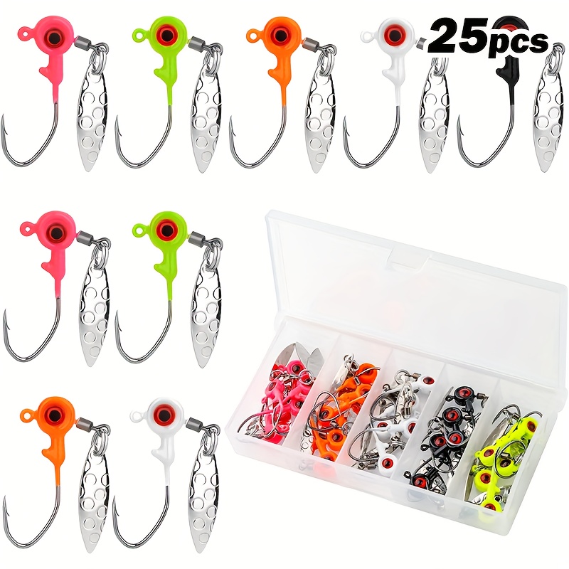 Hqzoomee 웨이트 훅 세트 낚싯바늘 는 플라스틱 케이스가 포함되어 있으며 고탄소강 소재의 낚시 지그 헤드 후크 세트입니다QTG25PCS 15,960원