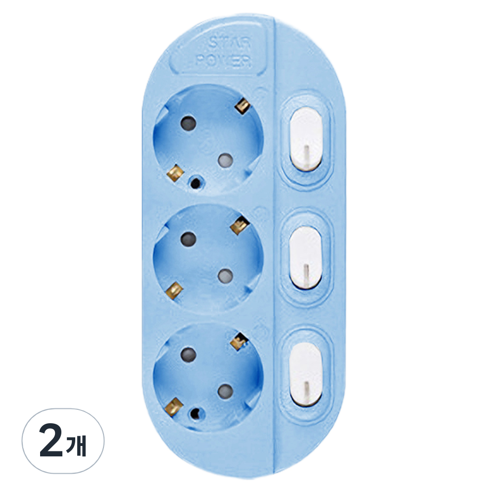 이어지다 개별 스위치 컬러 멀티탭 3구, 3m, 파랑, 2개 39,000원