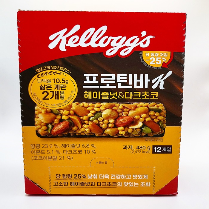 켈로그 프로틴바K 헤이즐넛 & 다크초코, 40g, 12개 17,890원