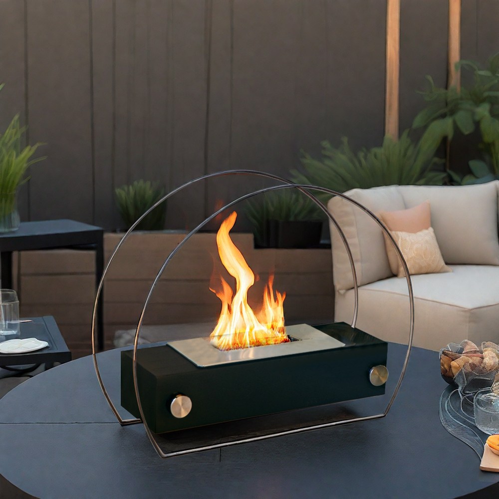 JHY DESIGN 불멍 미니화로 난로 불무드 직사각형 에탄올램프 28cm, 블랙, 1개 34,840원