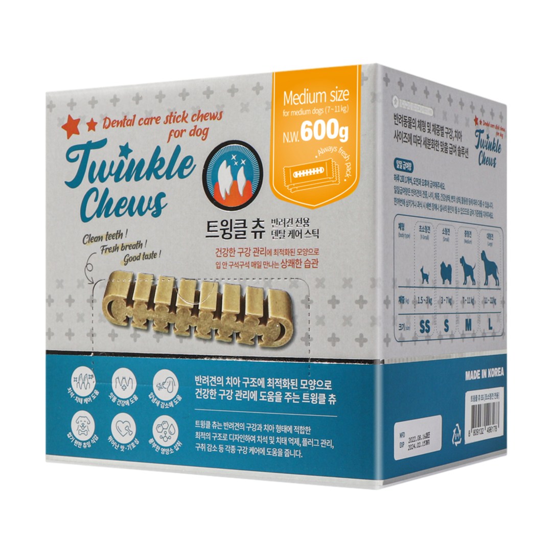 펫퍼스 트윙클츄 디스펜서 강아지덴탈껌 개껌 치석제거 강아지간식 입내샘제거 강아지껌, 10g, 60개, M(중형) 24,900원