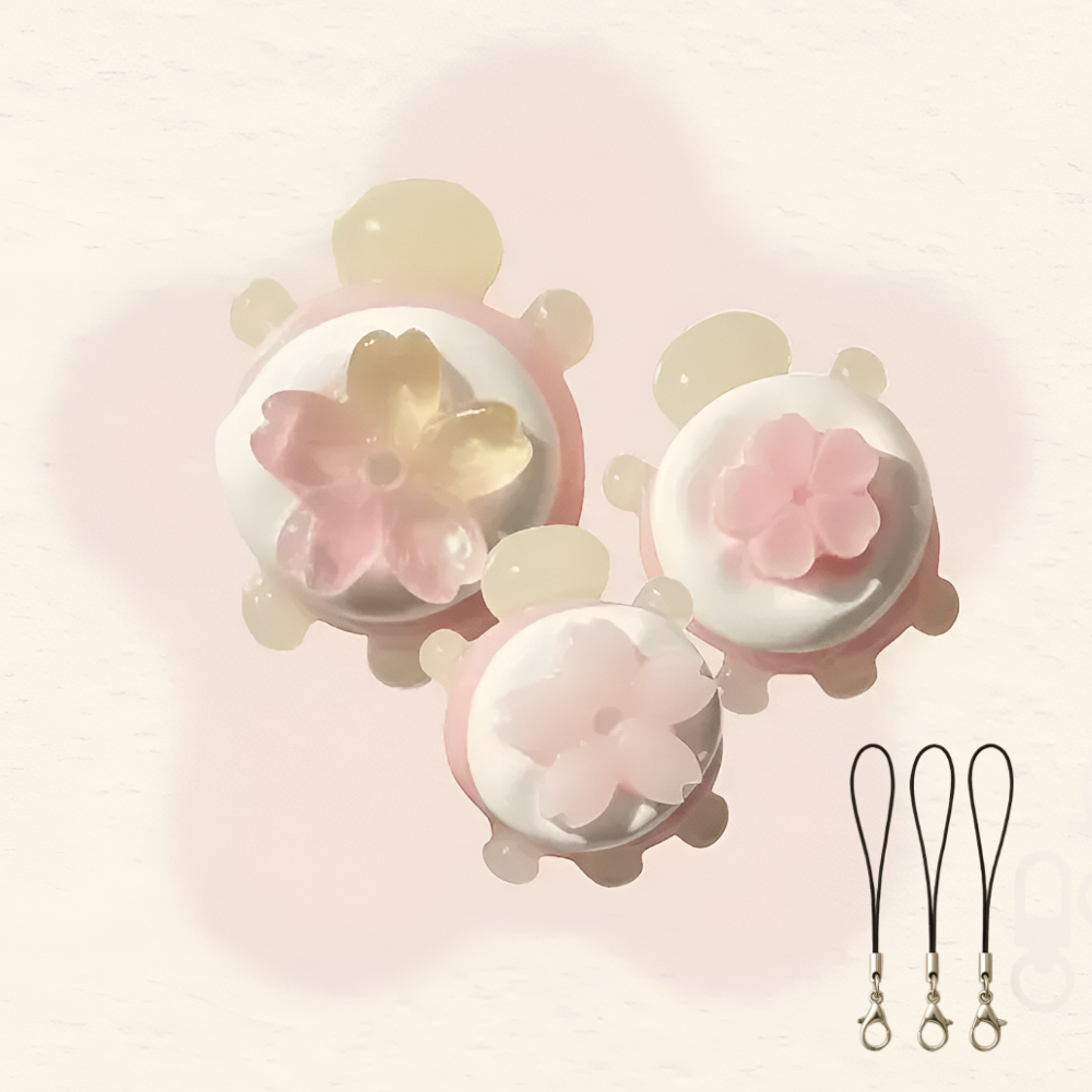 유니레진 키링 행운 거북이 핸드폰줄 벚꽃 열쇠고리, 1개, 투톤벚꽃(핸드폰줄) 7,900원