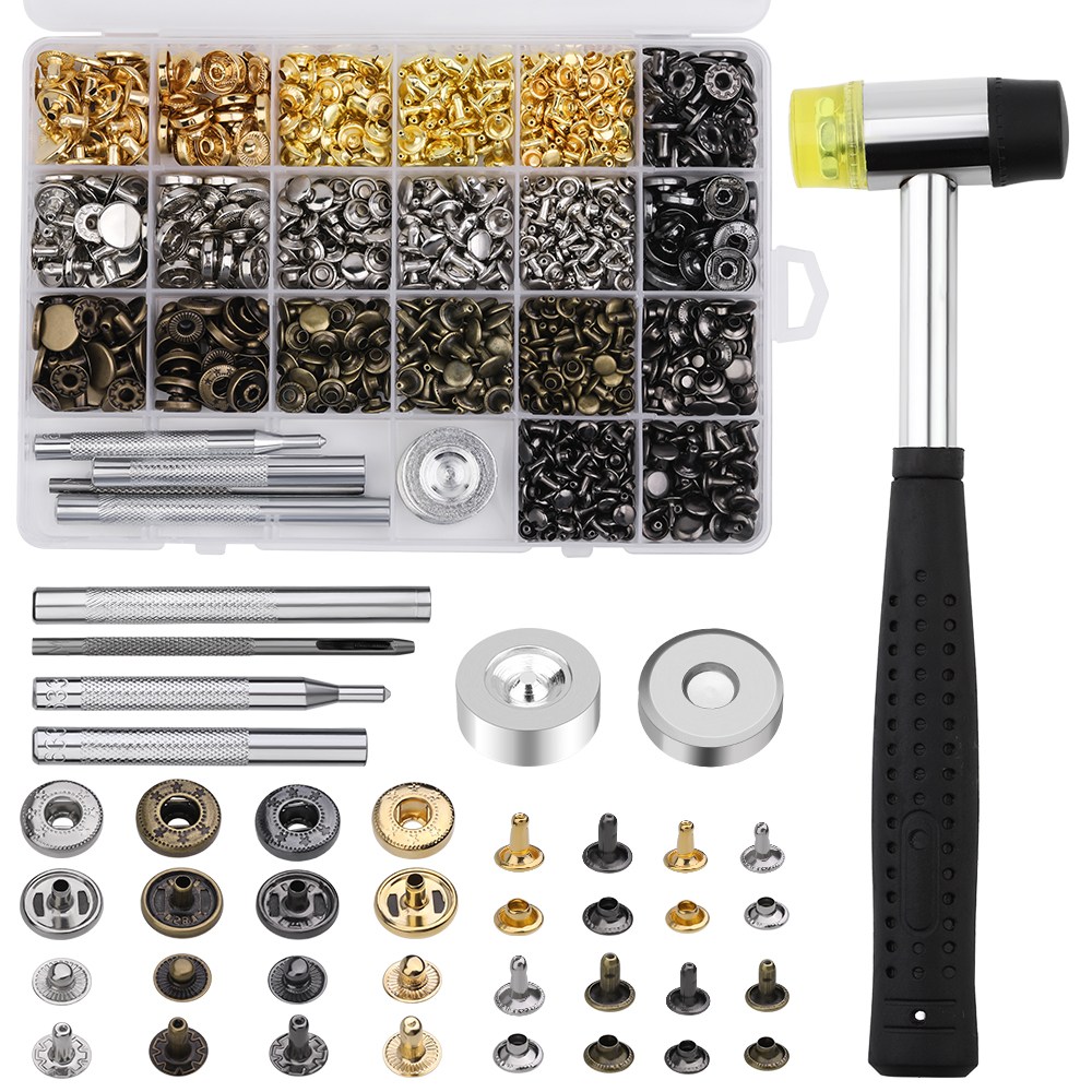 가죽 수공도구 320 종 가죽 리벳 , 60 종 가죽 단추펀치 도구 세트, 6mm 8mm 양면 리벳 DIY 공예 세트, 1개 15,900원