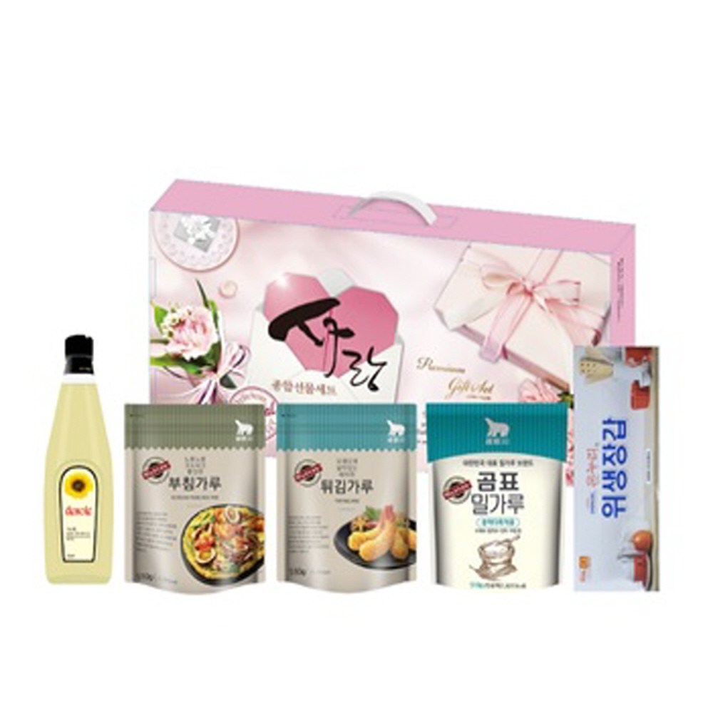 사랑 종합선물세트 5P 곰표 튀김가루 부침가루 밀가루 데솔레해바라기유 한지 추석선물세트 9,900원