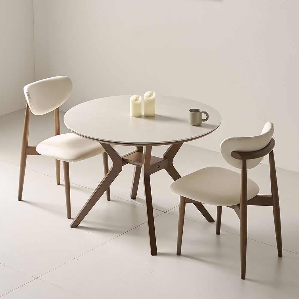 세릴 1000 포세린 세라믹 원형 2인용 식탁+모린 의자2 IKCR2A, (식탁) 단일 색상, 일반 의자 2 617,000원