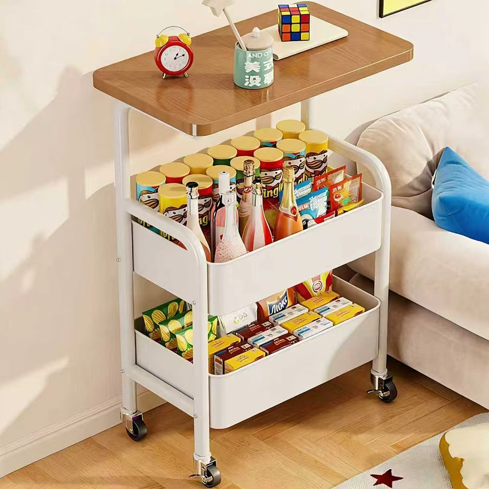 이동식 트롤리 철제 트롤리 이동식 선반 3단 수납 선반, 흰색, 3단 19,800원