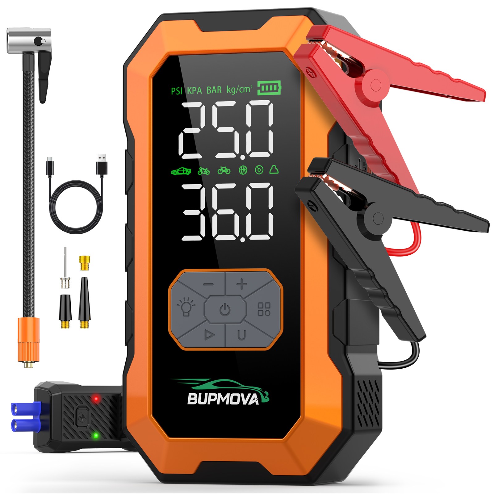 BUPMOVA 4000A 자동차 올인원 점프스타터 에어펌프 대용량 보조배터리 스마트 점프케이블 12V 긴급 시동 점프스타터, 1개, 12400mAh 94,900원