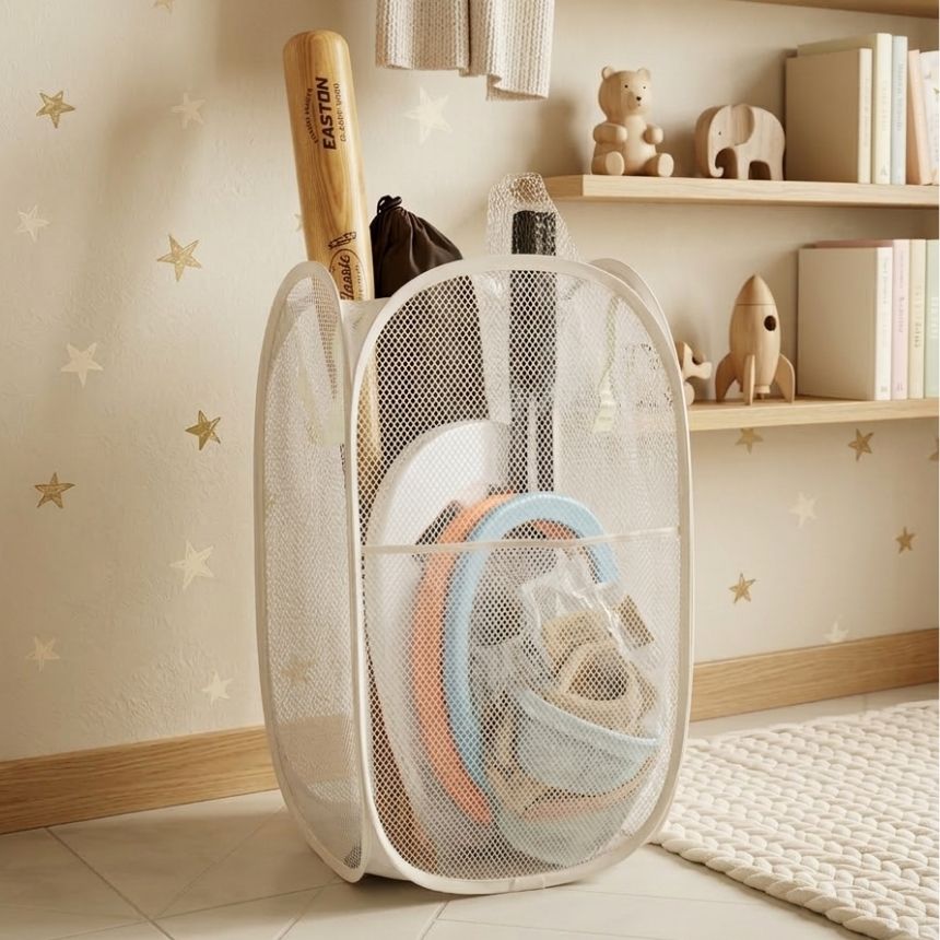 라리브느르 장난감 수납함 접이식 메쉬 어린이 정리함, 베이지, 1개 13,300원