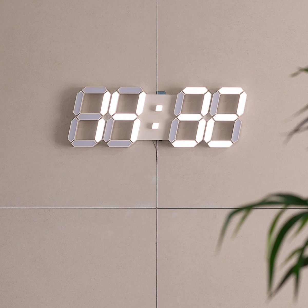 플라이토 블루투스 인테리어 3D LED 디지털 벽시계 38cm, 크림 99,800원