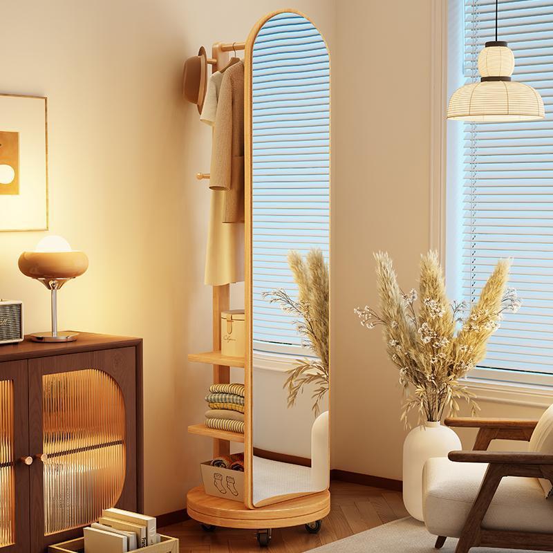 360도 회전 스탠드형 전신거울 수납 행거 원목 옷걸이 75,000원