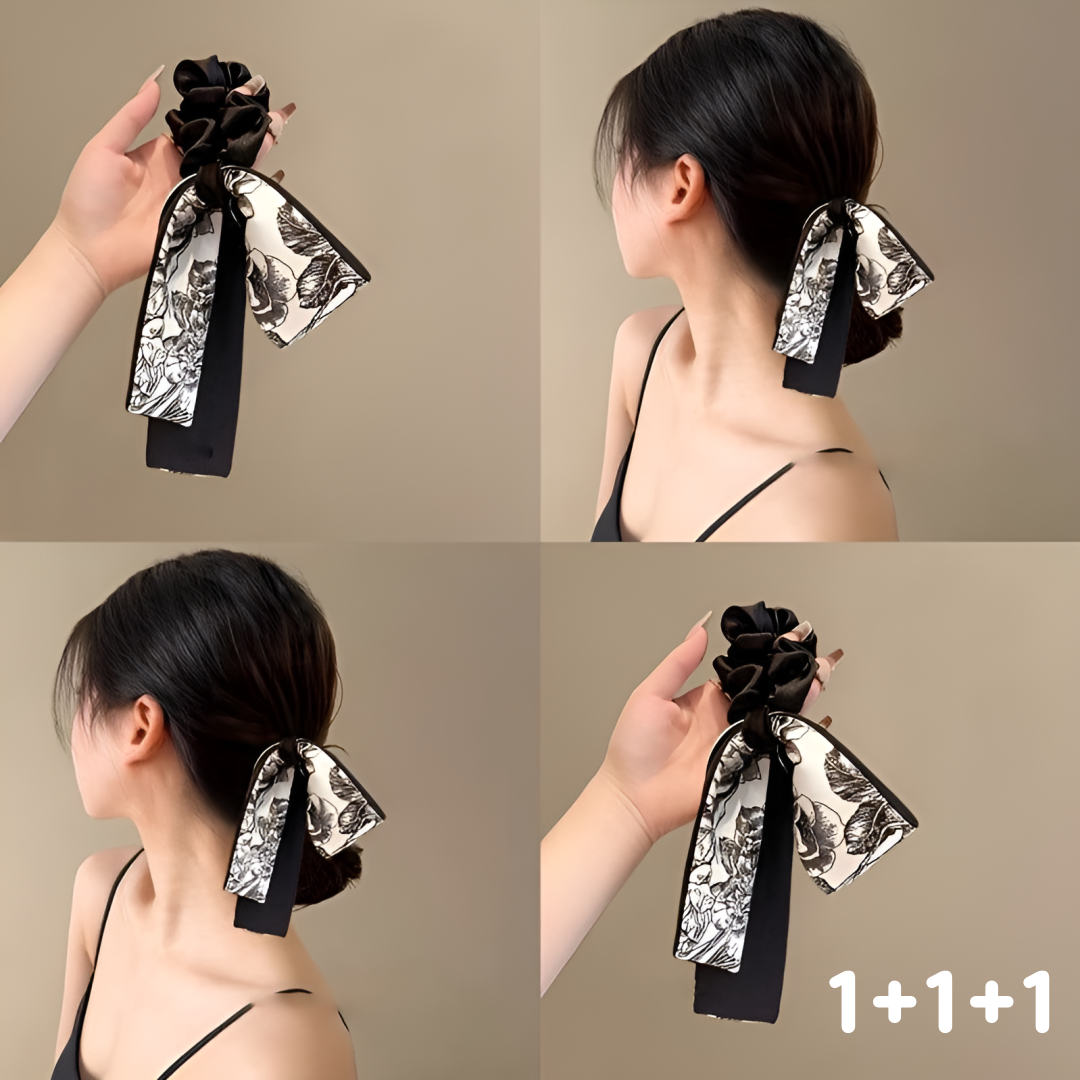 감성 수묵화 새틴 스카프 곱창밴드 여신머리 머리끈 3p 세트 11,000원