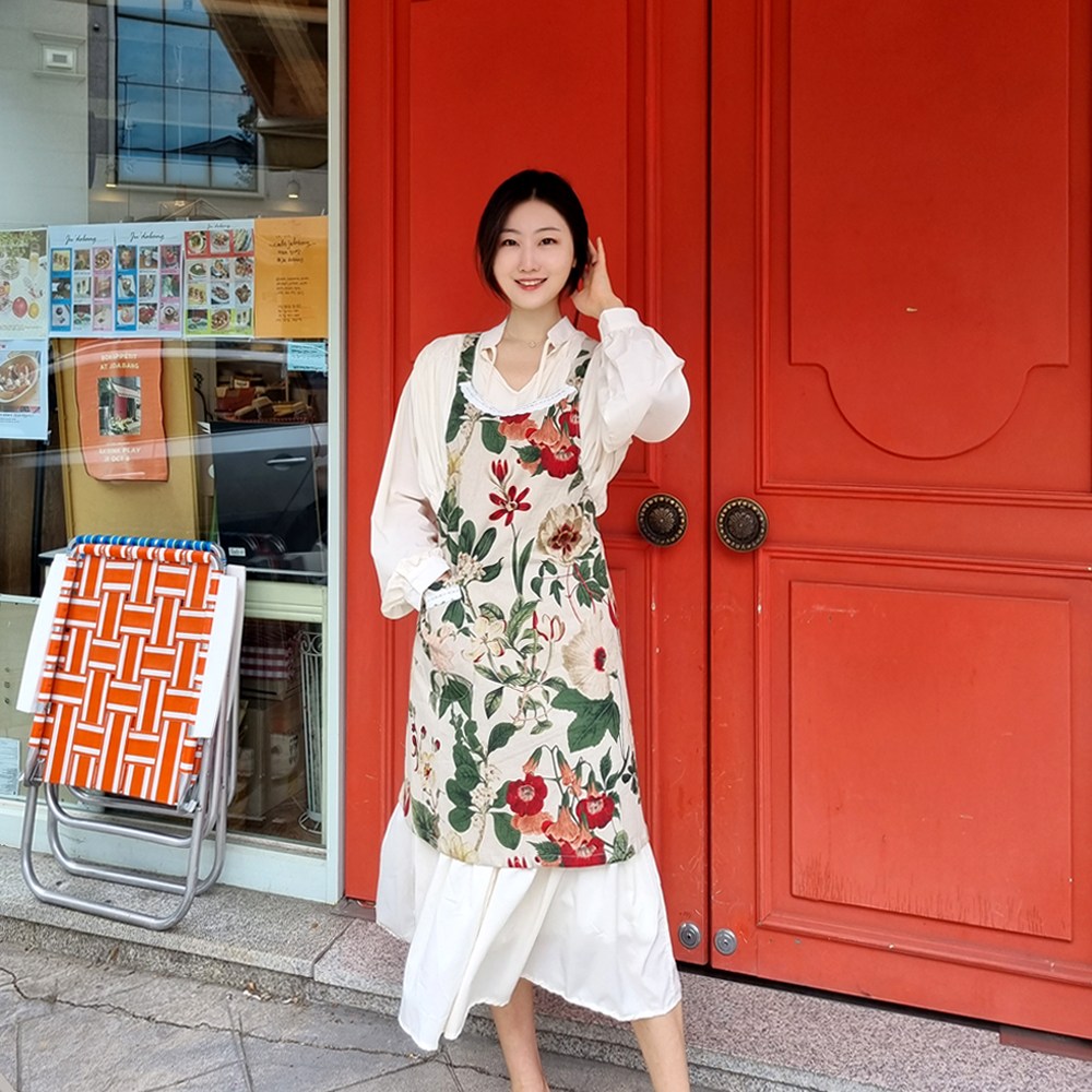 프리마 앞치마 고급 나염 린넨 코튼 국내제작상품, 아이보리, 1개 38,000원