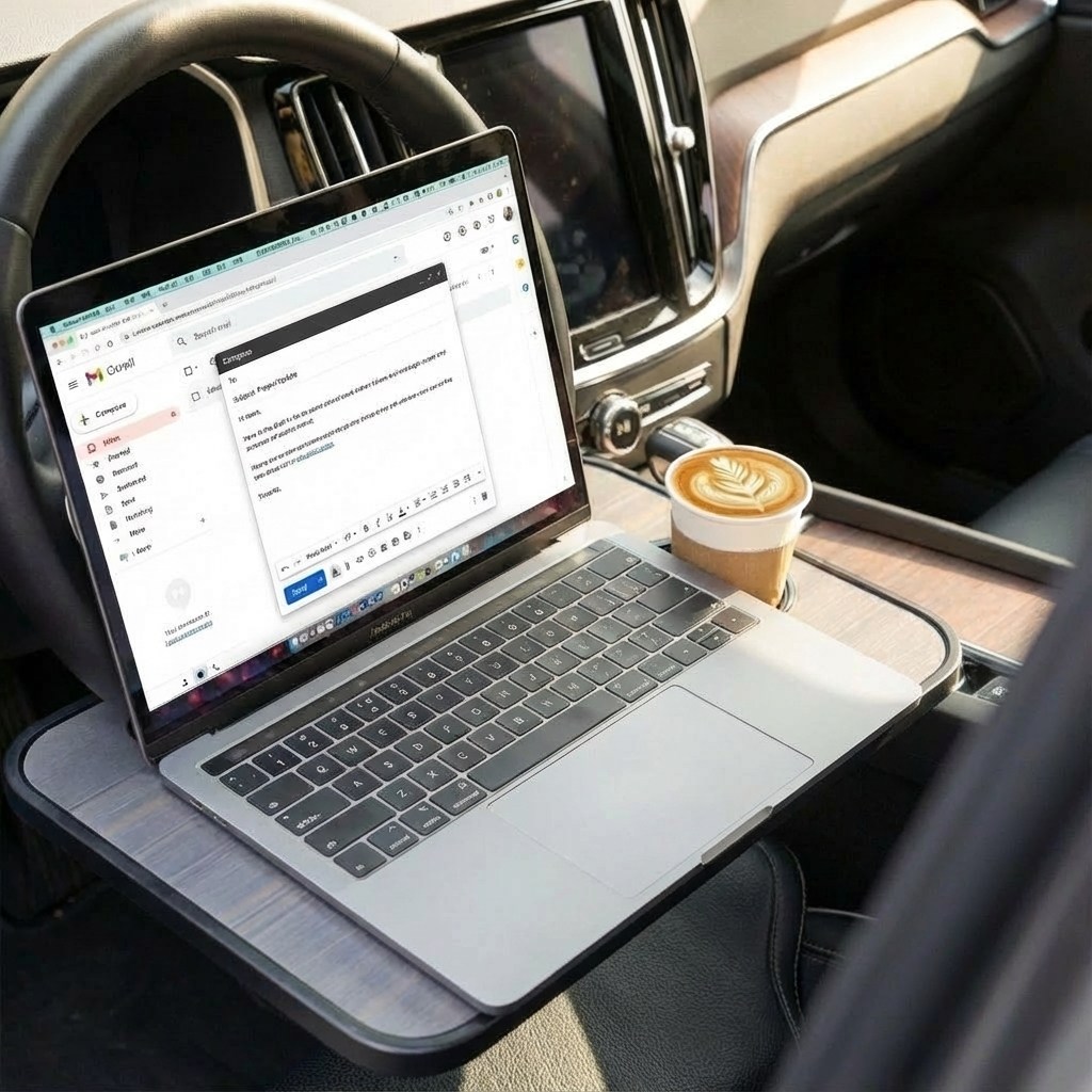 라운드데이 1초완성 핸들거치 차량용 테이블 노트북 트레이 간이식탁, 블루그레이, 1개 18,100원