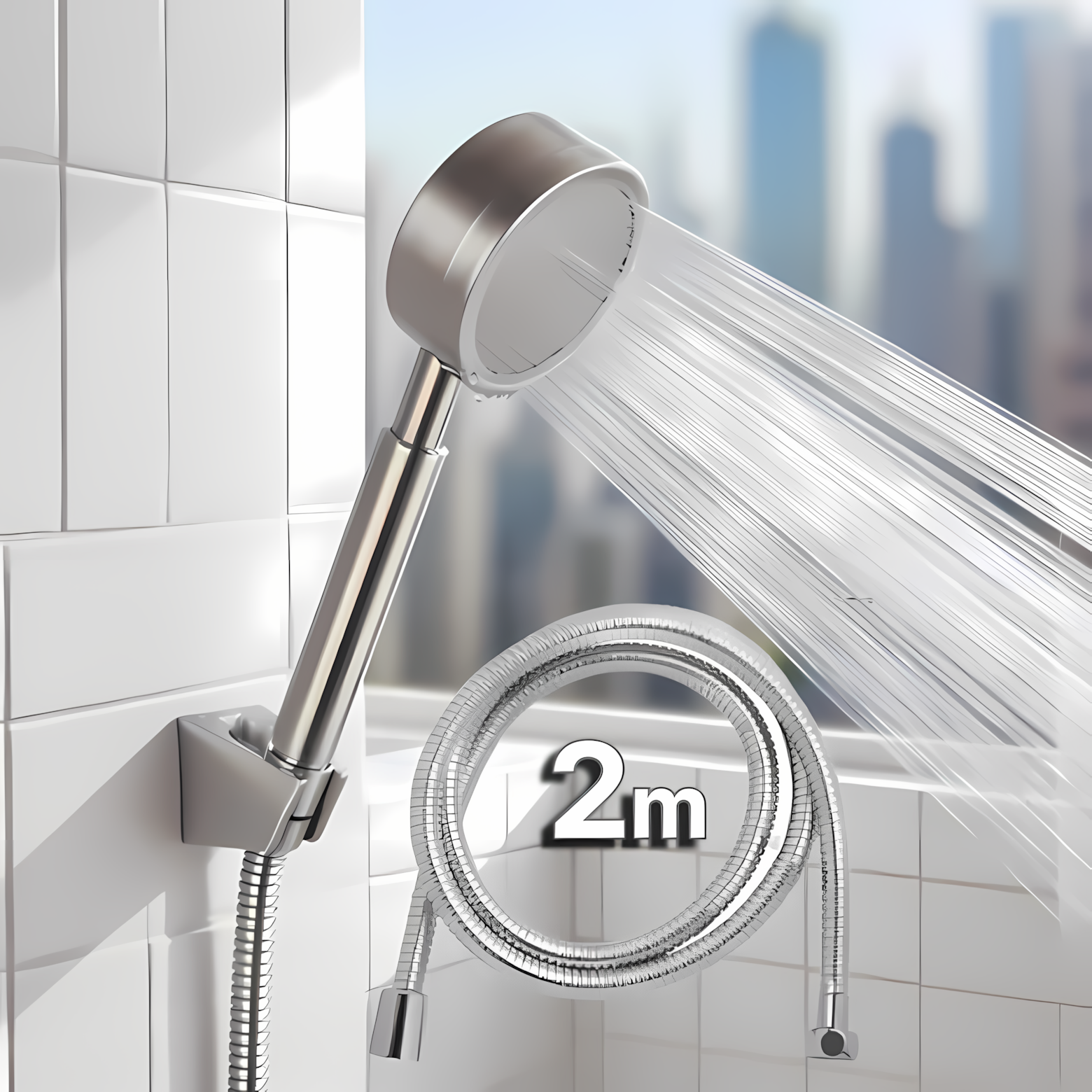 루벤하임 수압상승 호텔식 스테인리스 샤워기 헤드 + 샤워호스 2m 13,990원