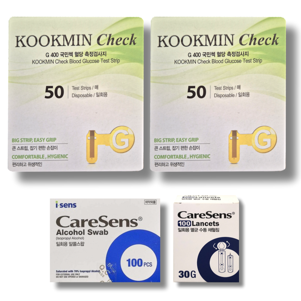 국민첵 혈당검사지 100매+채혈침100개+알콜솜100매 g400 kookmincheck 녹십자 29,700원